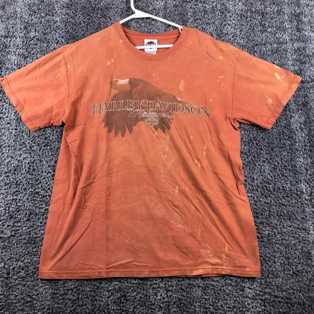 Harley-Davidson Shirt Mens Large Orange Smoky Mountain Eagle‎ Maryville TN USA